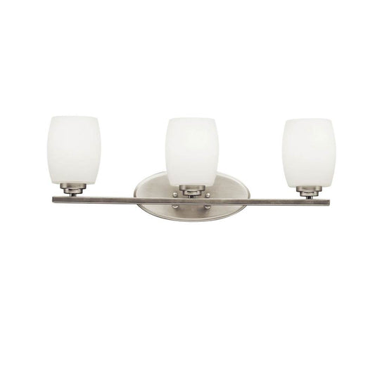 KICHLER 5098NI Eileen 24" 3 Light Vanity Light with Satin Etched Cased Opal Glass in Brushed Nickel