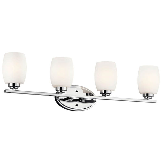 KICHLER 5099CH Eileen 33.75" 4 Light Vanity Light with Satin Etched Cased Opal Glass in Chrome