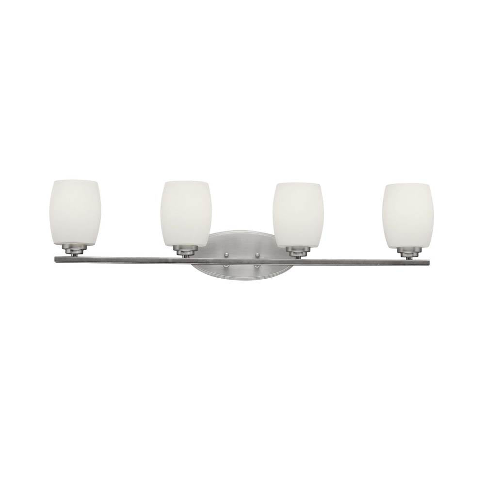 KICHLER 5099NI Eileen 33.75" 4 Light Vanity Light with Satin Etched Cased Opal Glass in Brushed Nickel