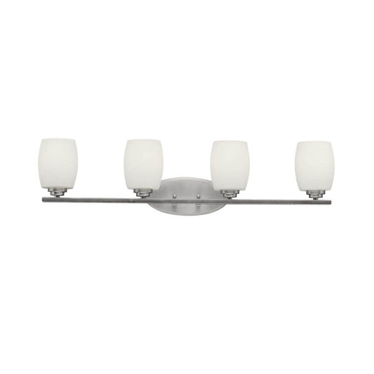 KICHLER 5099NI Eileen 33.75" 4 Light Vanity Light with Satin Etched Cased Opal Glass in Brushed Nickel