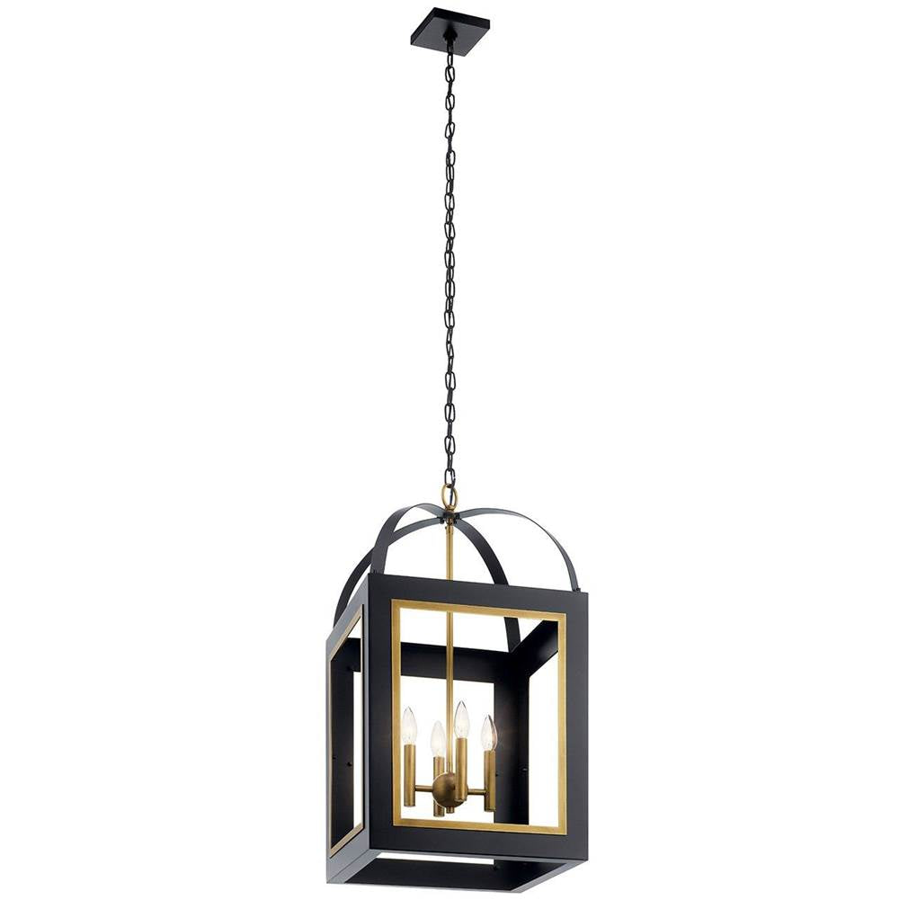 KICHLER 52029BKNBR Vath 16" 4 Light Foyer Pendant Black & Natural Brass