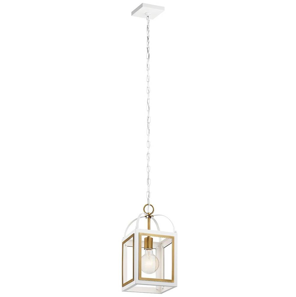 KICHLER 52030WHNBR Vath 8" 1 Light Foyer White & Natural Brass