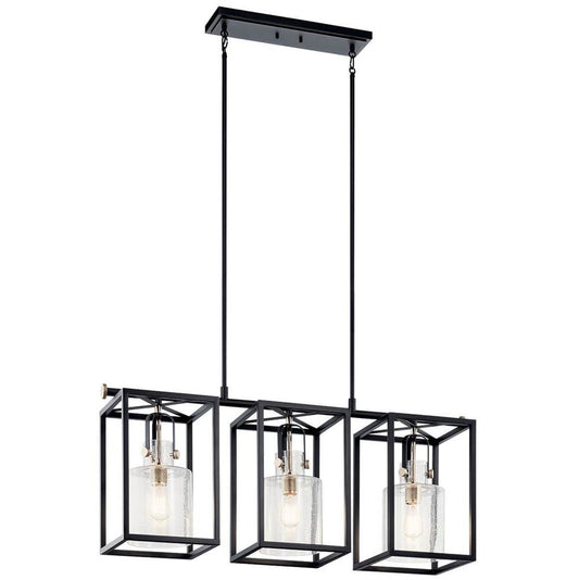 KICHLER 52033PN Kitner 3 Light Linear Chandelier Black