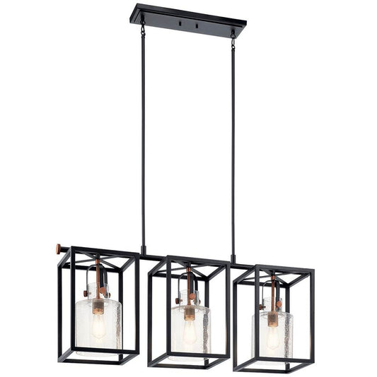 KICHLER 52033BK Kitner 3 Light Linear Chandelier Black