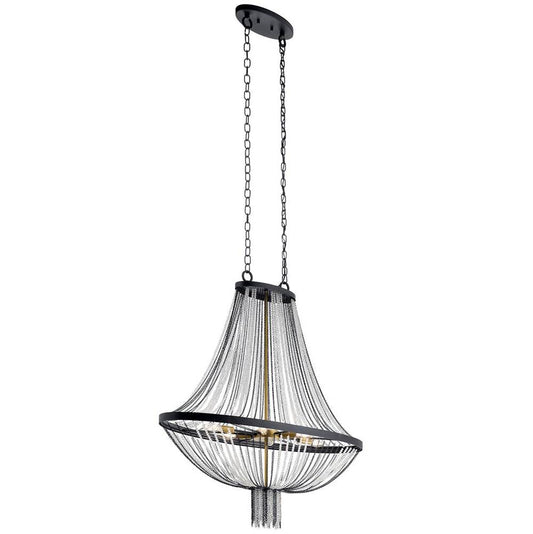 KICHLER 52048BKT Alexia 39.5" 5 Light Foyer Chandelier with Crystal Beads in Textured Black