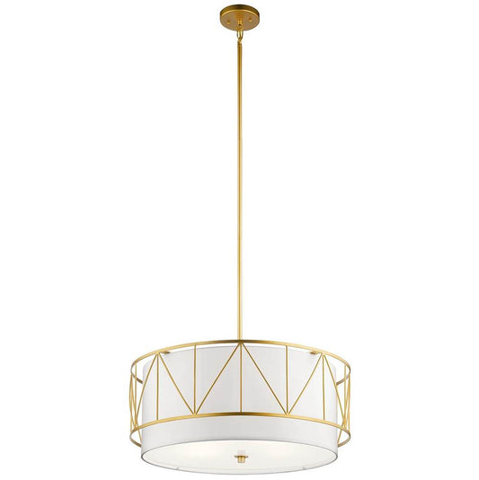 KICHLER 52072CLG Birkleigh 11.5" 4 Light Pendant Classic with Satin Etched Glass in Gold