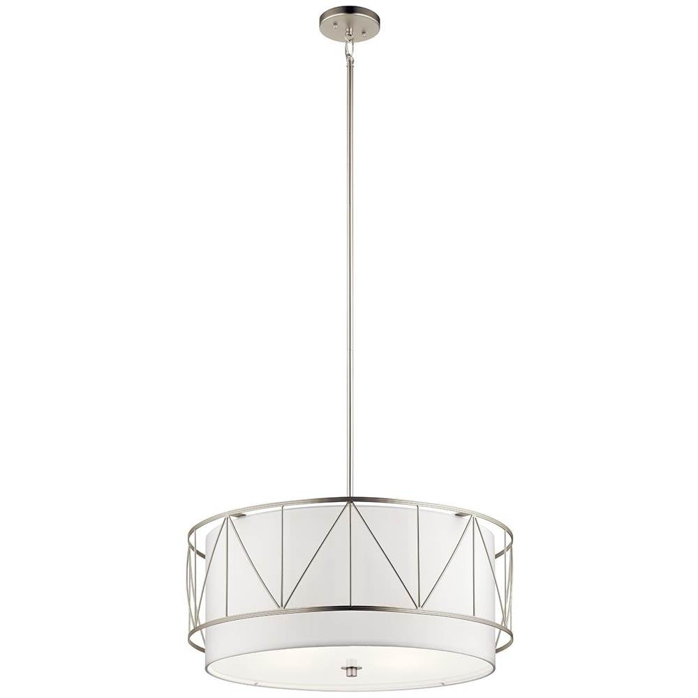KICHLER 52072SN Birkleigh 11.5" 4 Light Pendant with Satin Etched Glass in Satin Nickel