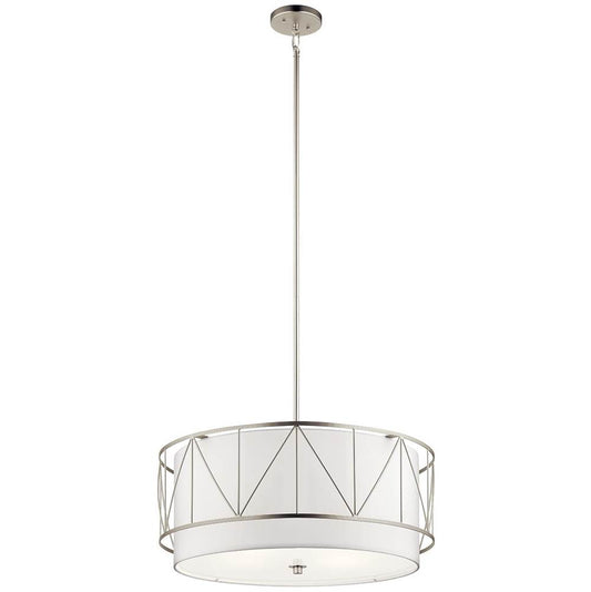 KICHLER 52072SN Birkleigh 11.5" 4 Light Pendant with Satin Etched Glass in Satin Nickel