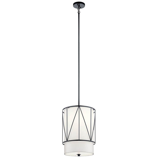 KICHLER 52073BK Birkleigh 18.25" 1 Light Pendant with Satin Etched Glass in Black