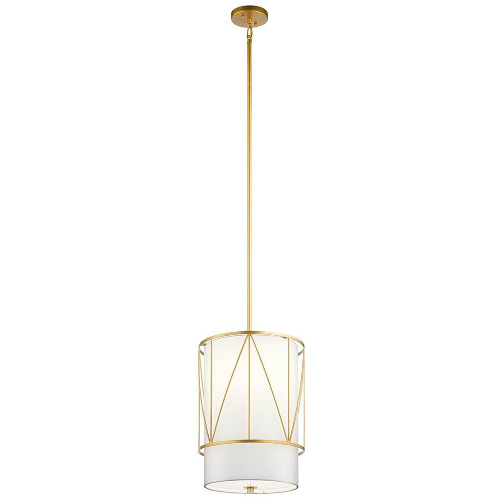 KICHLER 52073CLG Birkleigh 18.25" 1 Light Pendant with Satin Etched Glass in Classic Gold