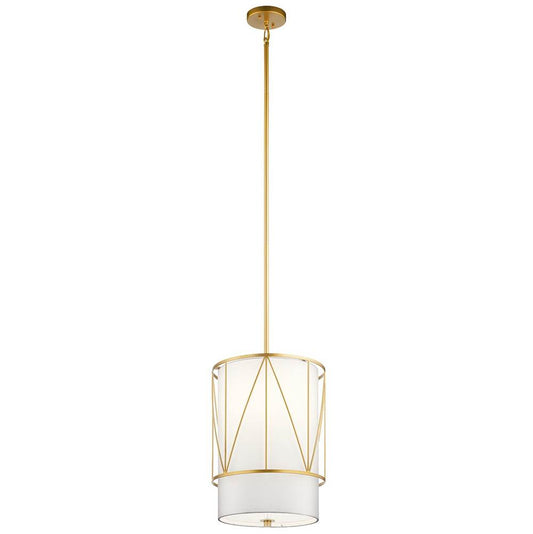 KICHLER 52073CLG Birkleigh 18.25" 1 Light Pendant with Satin Etched Glass in Classic Gold