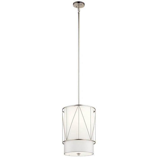 KICHLER 52073SN Birkleigh 18.25" 1 Light Pendant with Satin Etched Glass in Satin Nickel