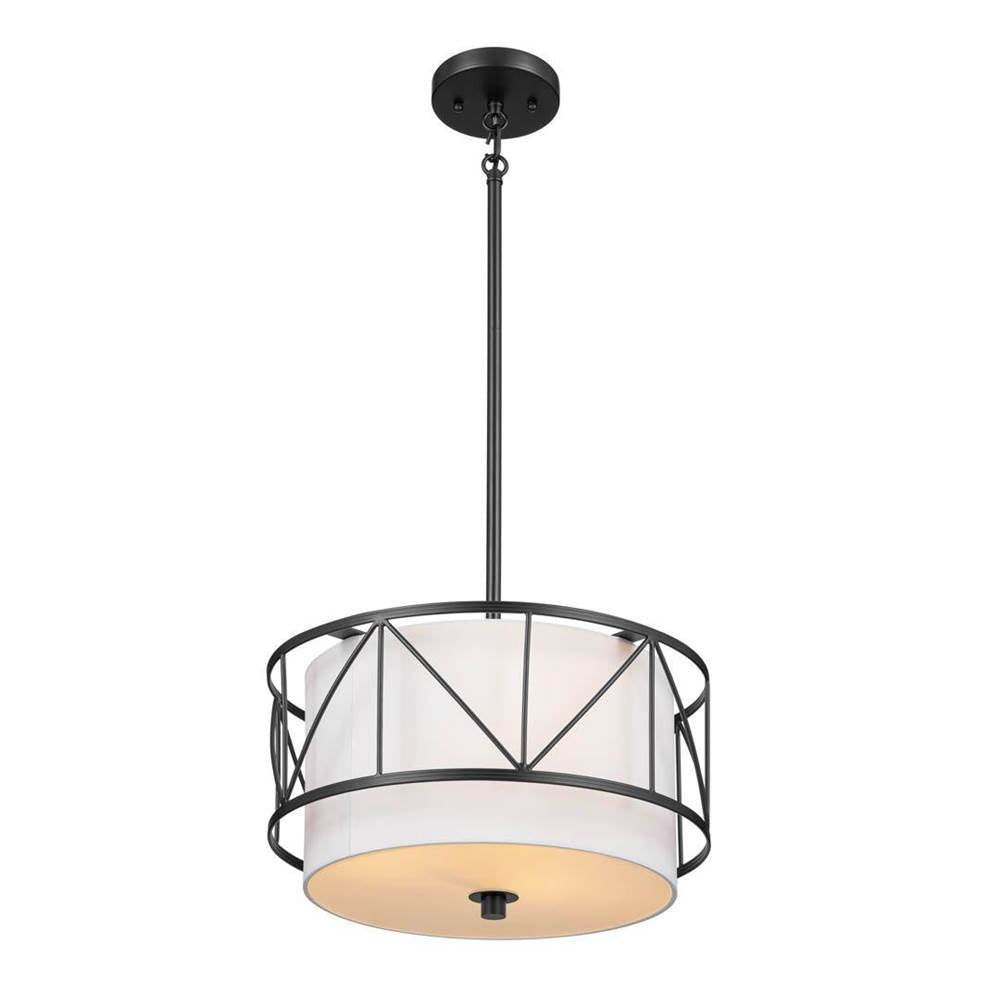 KICHLER 52074BK Birkleigh 14" 3 Light Pendant/Semi Flush Black