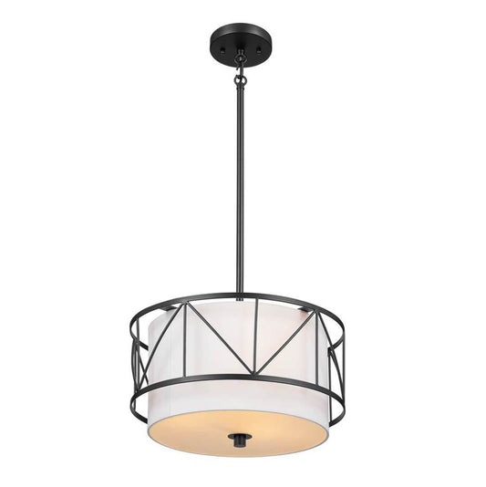 KICHLER 52074BK Birkleigh 14" 3 Light Pendant/Semi Flush Black