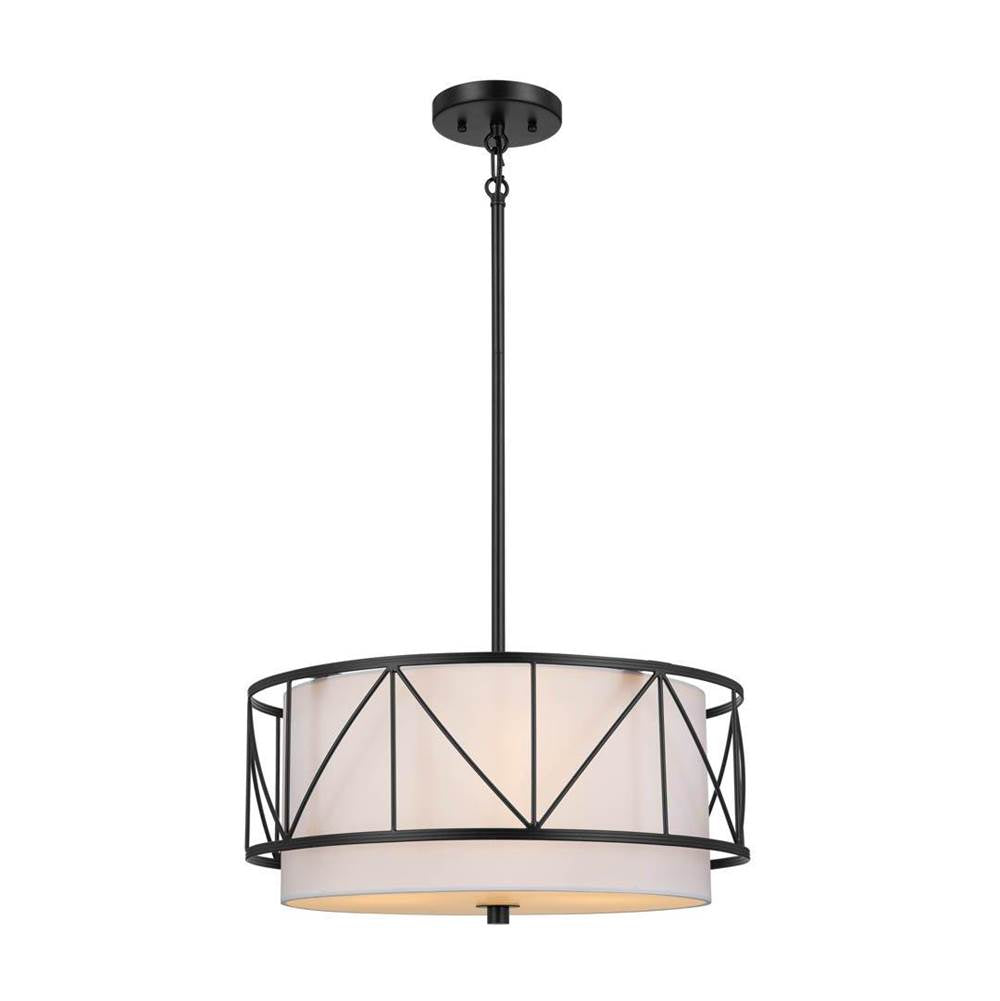 KICHLER 52075BK Birkleigh 18" 3 Light Pendant/Semi Flush Black