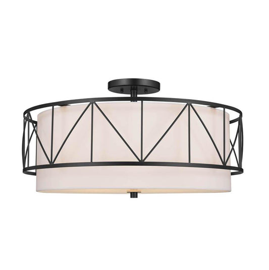 KICHLER 52076BK Birkleigh 24" 4 Light Semi Flush Black