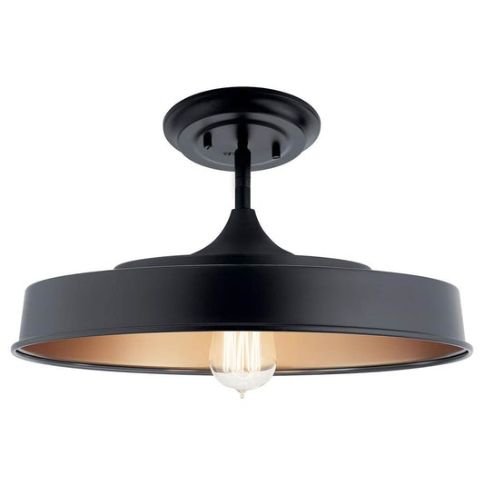 KICHLER 52098BK Elias 16" 1 Light Semi Flush Black