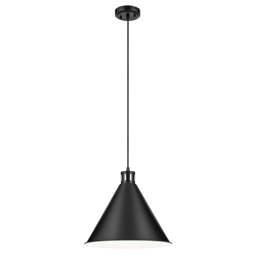KICHLER 52177BK Zailey 14.25" 1-Light Cone Pendant in Black