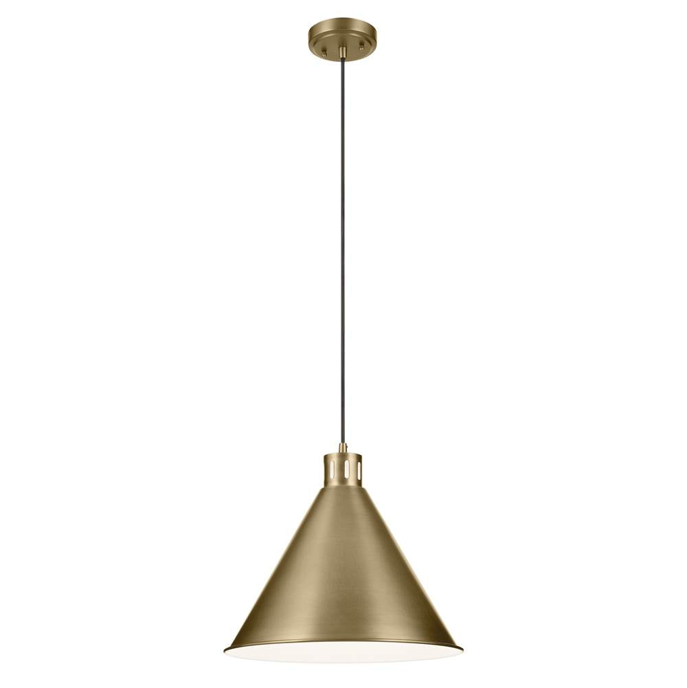 KICHLER 52177NBR Zailey 14.25" 1-Light Cone Pendant in Natural Brass
