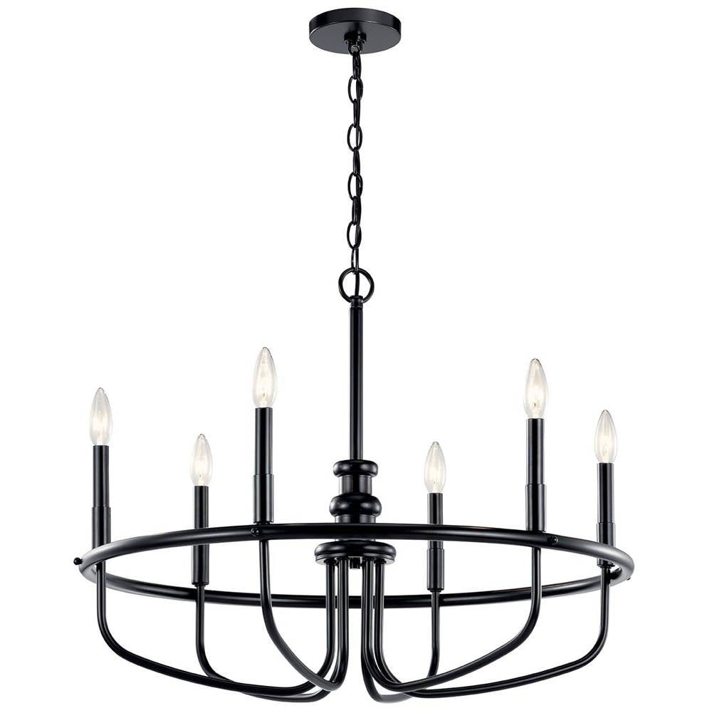 KICHLER 52304BK Capitol Hill 22" 6 Light Chandelier in Black
