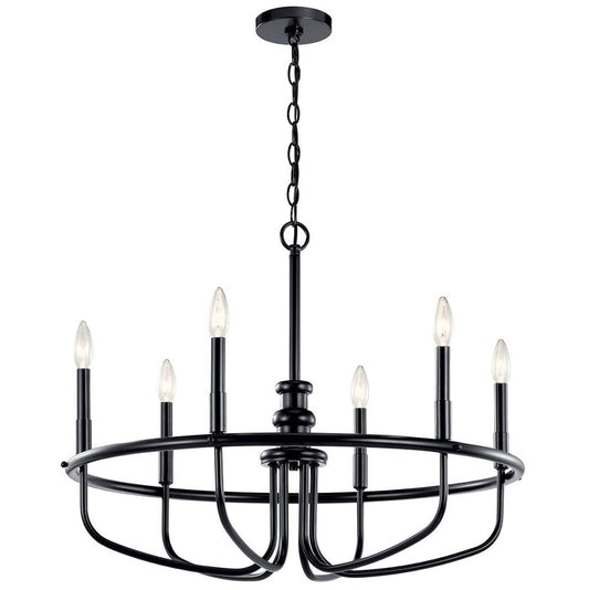 KICHLER 52304BK Capitol Hill 22" 6 Light Chandelier in Black