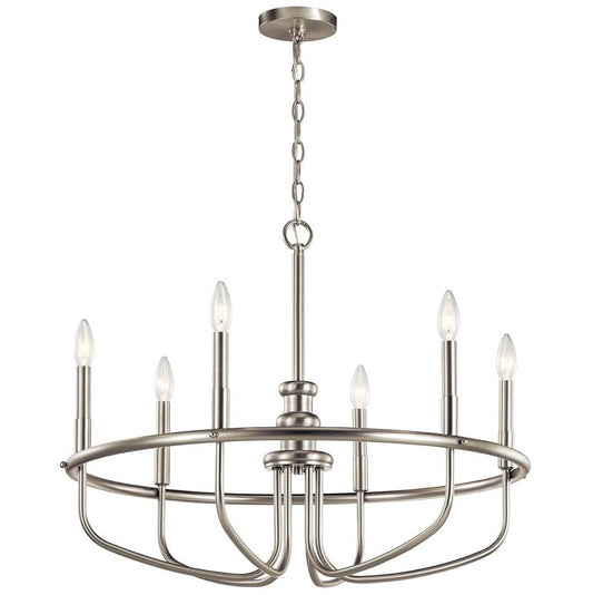 KICHLER 52304NI Capitol Hill 22" 6 Light Chandelier in Brushed Nickel