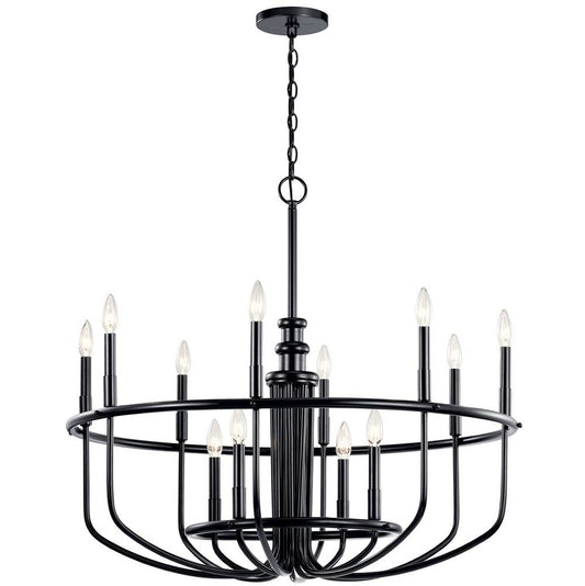 KICHLER 52305BK Capitol Hill 30.75" 12 Light Chandelier in Black