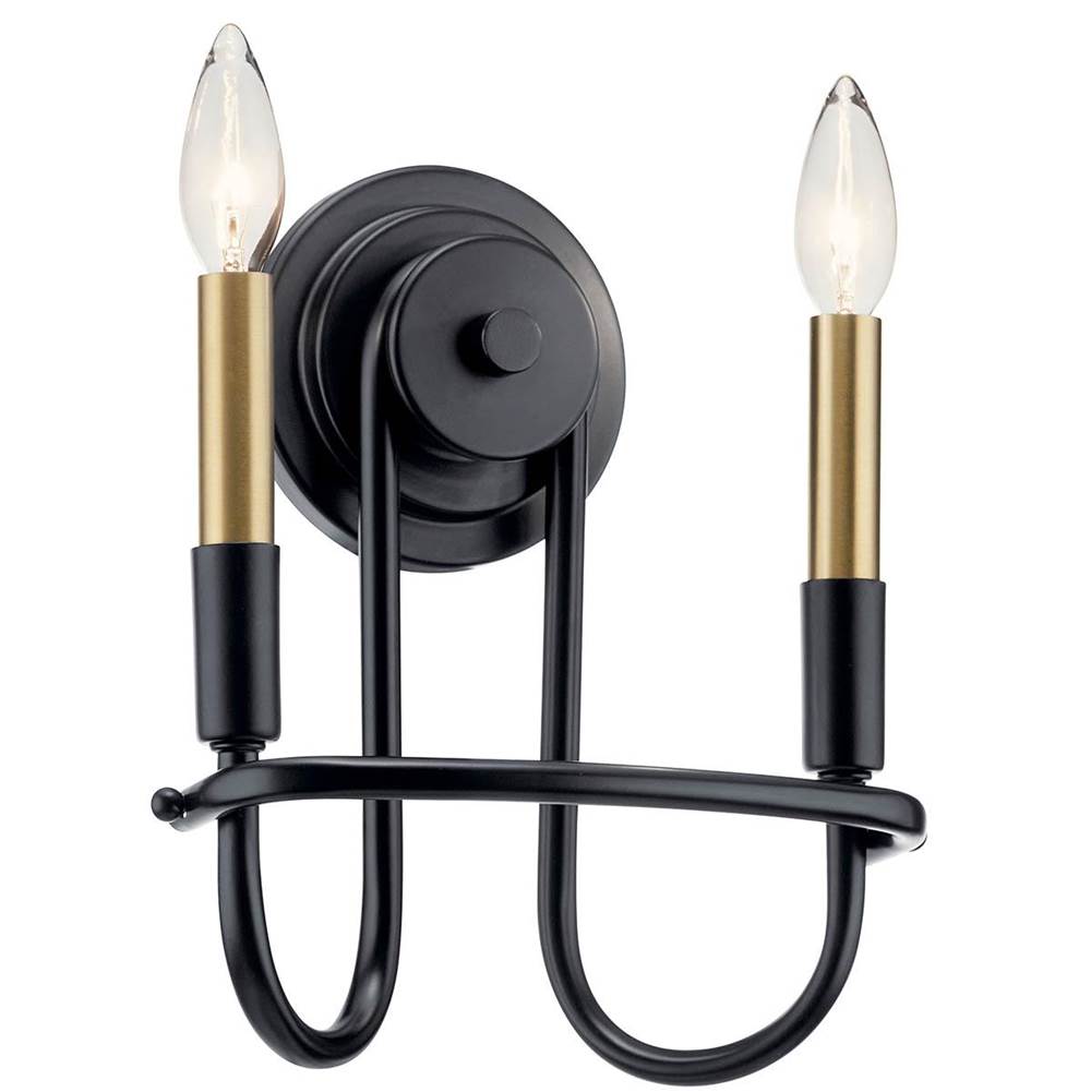 KICHLER 52308BK Capitol Hill 10.75" 2 Light Wall Sconce in Black
