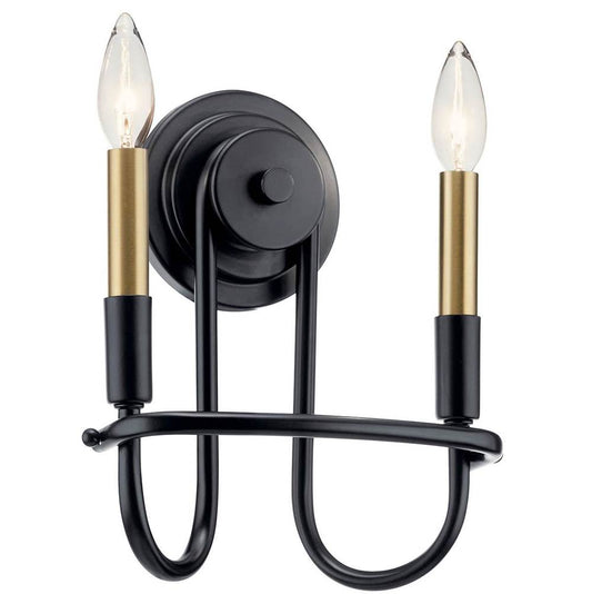 KICHLER 52308BK Capitol Hill 10.75" 2 Light Wall Sconce in Black