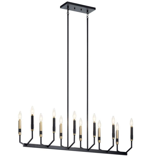 KICHLER 52350BK Armand 42.75 inch 12 Light Linear Chandelier in Black and Bronze Finish