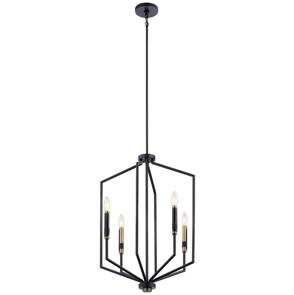 KICHLER 52351BK Armand 27 inch 4 Light Foyer Pendant in Black and Bronze Finish