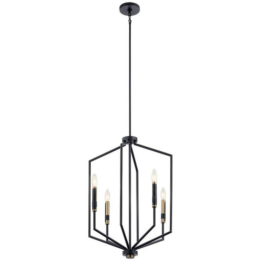 KICHLER 52351BK Armand 27 inch 4 Light Foyer Pendant in Black and Bronze Finish