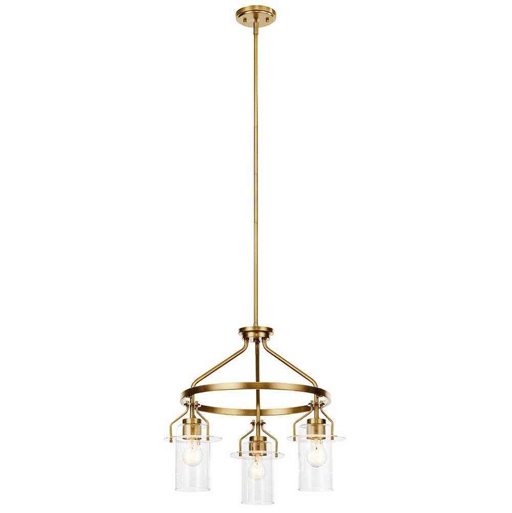 KICHLER 52377NBR Everett 22.5 Inch 3 Light Round Chandelier with Clear Glass in Polished Nickel
