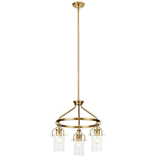 KICHLER 52377NBR Everett 22.5 Inch 3 Light Round Chandelier with Clear Glass in Polished Nickel