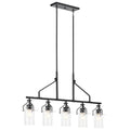 KICHLER 52379BK Everett 42 Inch 5 Light Linear Chandelier with Clear Glass in Black