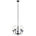 KICHLER 52386BK Kennewick 5 Light Chandelier with Crisp White Fabric Olde Bronze