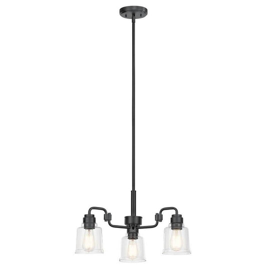 KICHLER 52397BK Aivian 23" 3 Light Chandelier with Clear Glass Black