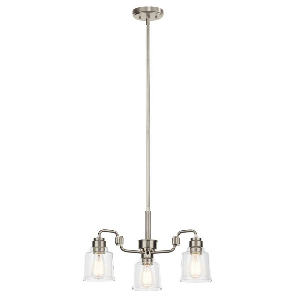 KICHLER 52397NI Aivian 23" 3 Light Chandelier with Clear Glass Black