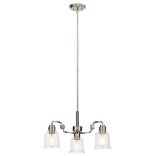 KICHLER 52397NI Aivian 23" 3 Light Chandelier with Clear Glass Black