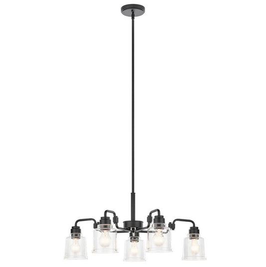KICHLER 52398BK Aivian 30" 5 Light Chandelier with Clear Glass Black
