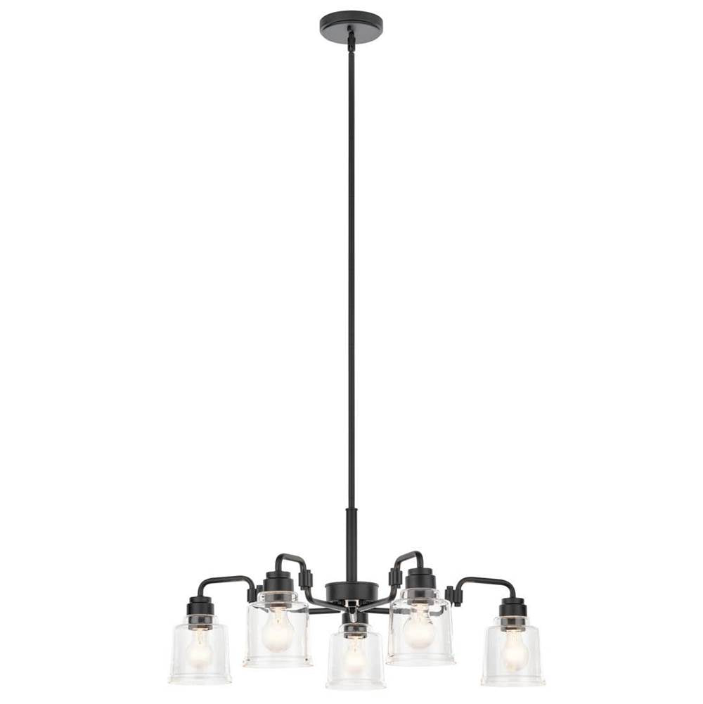 KICHLER 52398BK Aivian 30" 5 Light Chandelier with Clear Glass Black