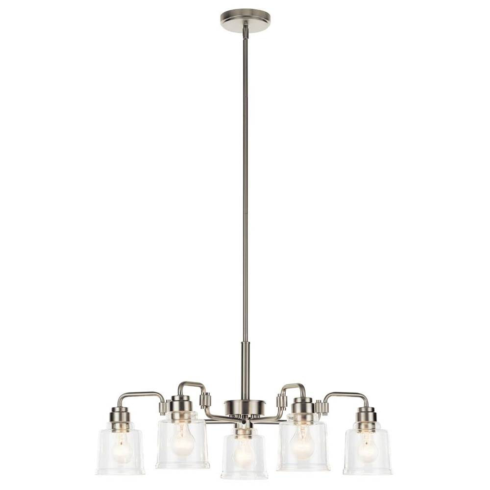 KICHLER 52398NI Aivian 30" 5 Light Chandelier with Clear Glass Brushed Nickel