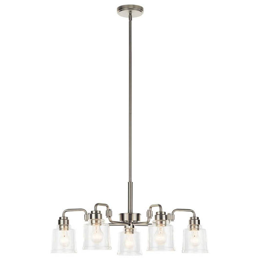 KICHLER 52398NI Aivian 30" 5 Light Chandelier with Clear Glass Brushed Nickel