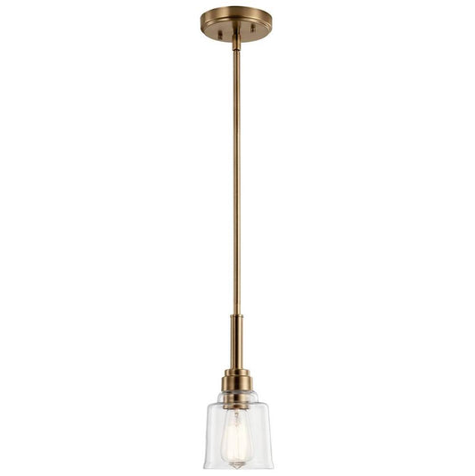 KICHLER 52399WBR Aivian 5" 1 Light Mini Pendant with Clear Glass Weathered Brass
