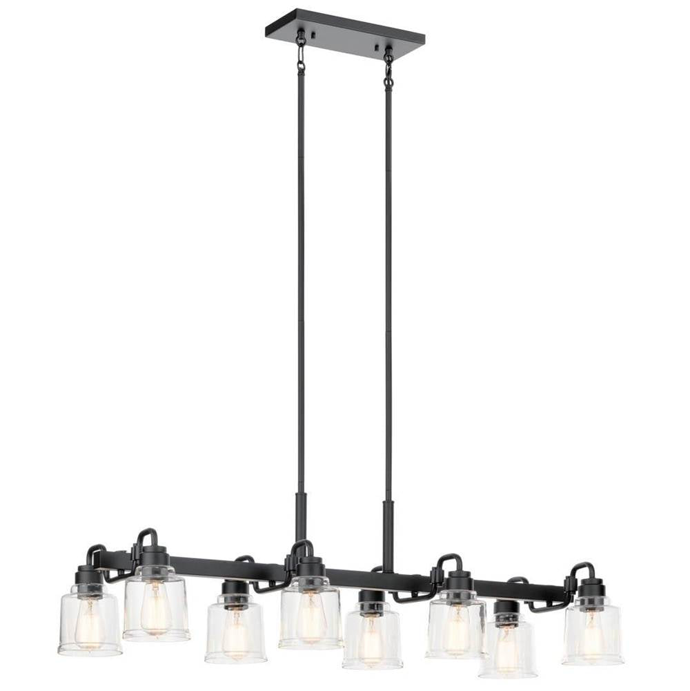 KICHLER 52400BK Aivian 42" 8 Light Linear Chandelier with Clear Glass Black