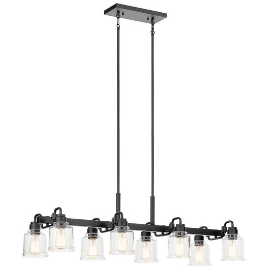 KICHLER 52400BK Aivian 42" 8 Light Linear Chandelier with Clear Glass Black