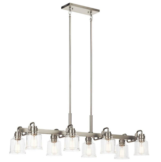 KICHLER 52400NI Aivian 42" 8 Light Linear Chandelier with Clear Glass Brushed Nickel