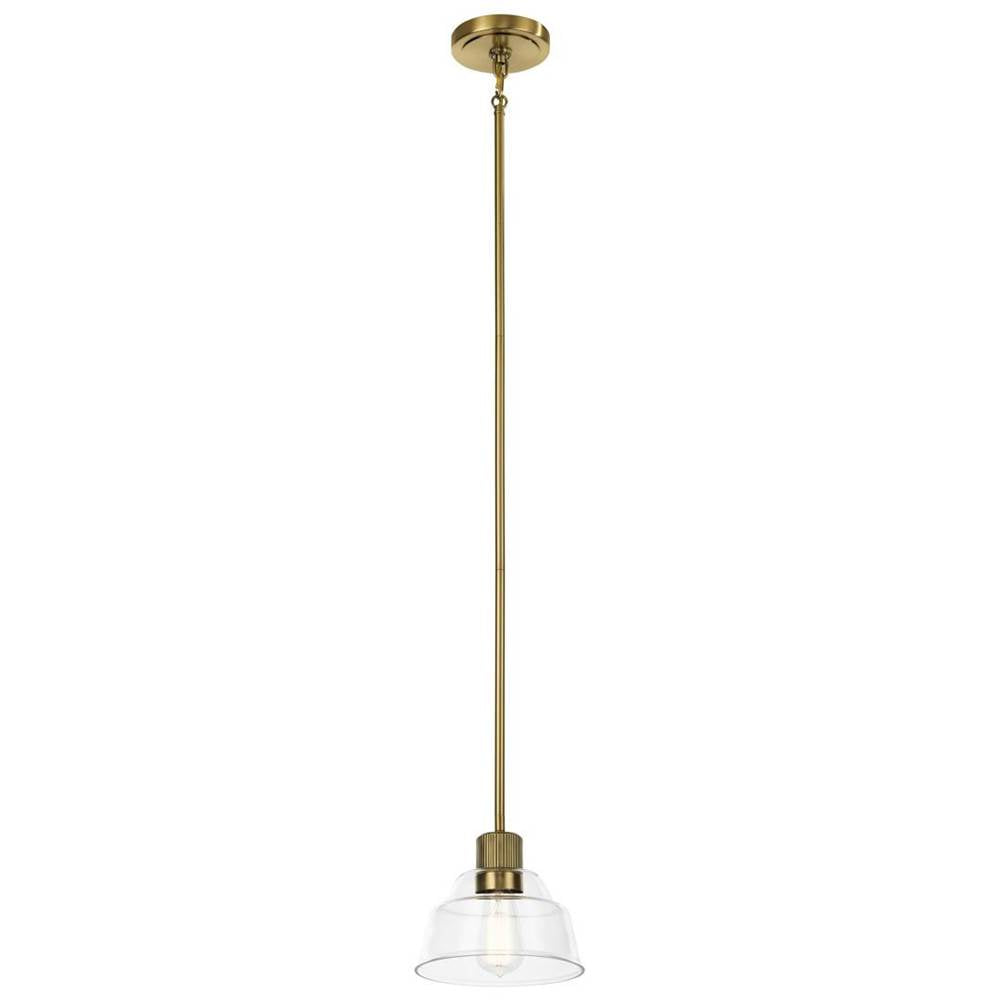 KICHLER 52405BNB Eastmont 1 Light Mini Pendant with Clear Glass Brushed Natural Brass