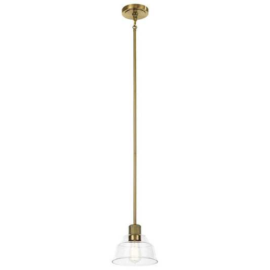 KICHLER 52405BNB Eastmont 1 Light Mini Pendant with Clear Glass Brushed Natural Brass