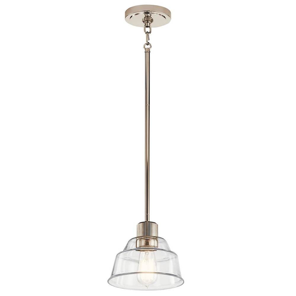 KICHLER 52405PN Eastmont 1 Light Mini Pendant with Clear Glass Polished Nickel